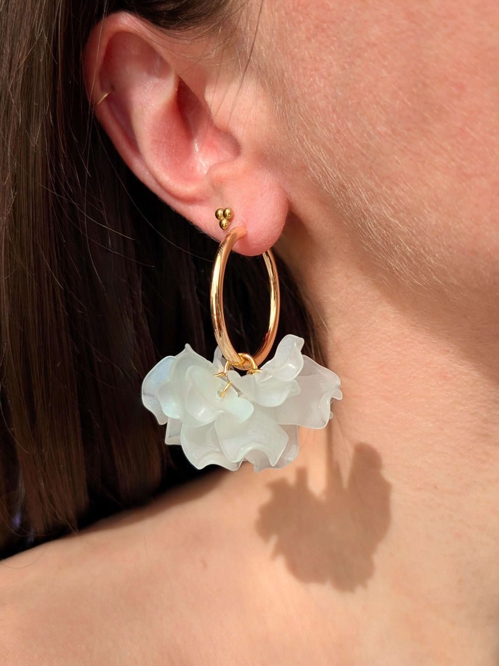 Boucles d'oreilles Créoles PEONY Fleurs Pivoine couleur au choix