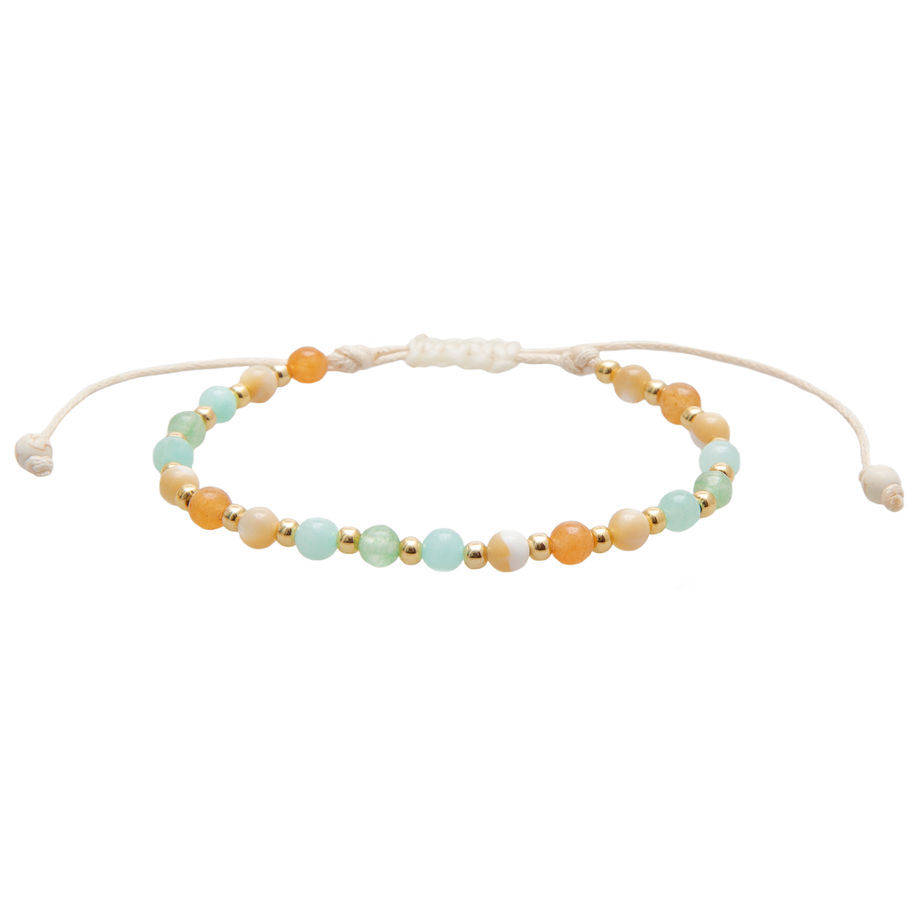 Bracelet de guérison Oahu 4 mm Hawaii Nacre Aventurine Agate et Amazonite