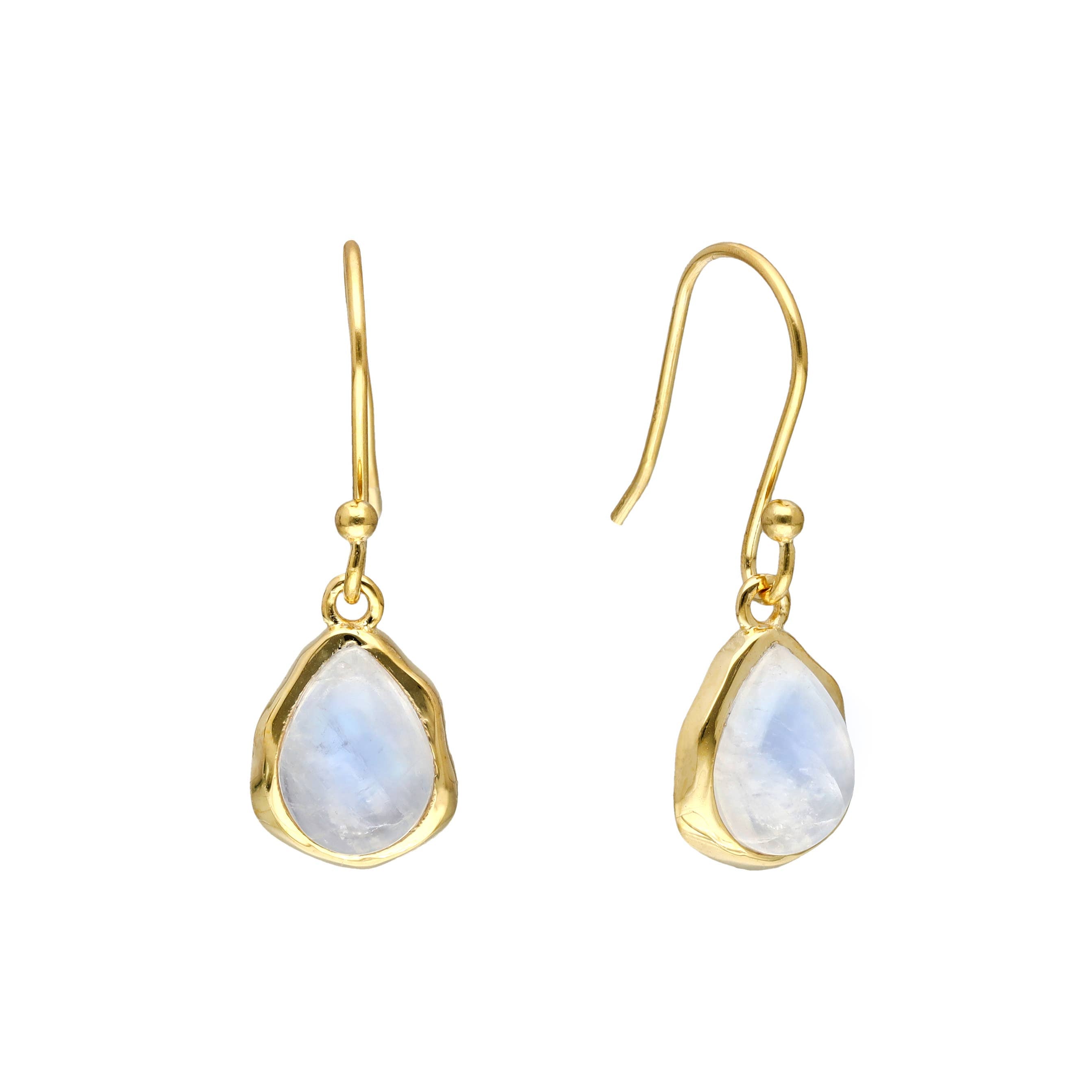 Boucles d'oreilles pendantes en argent plaqué or avec Pierre de lune