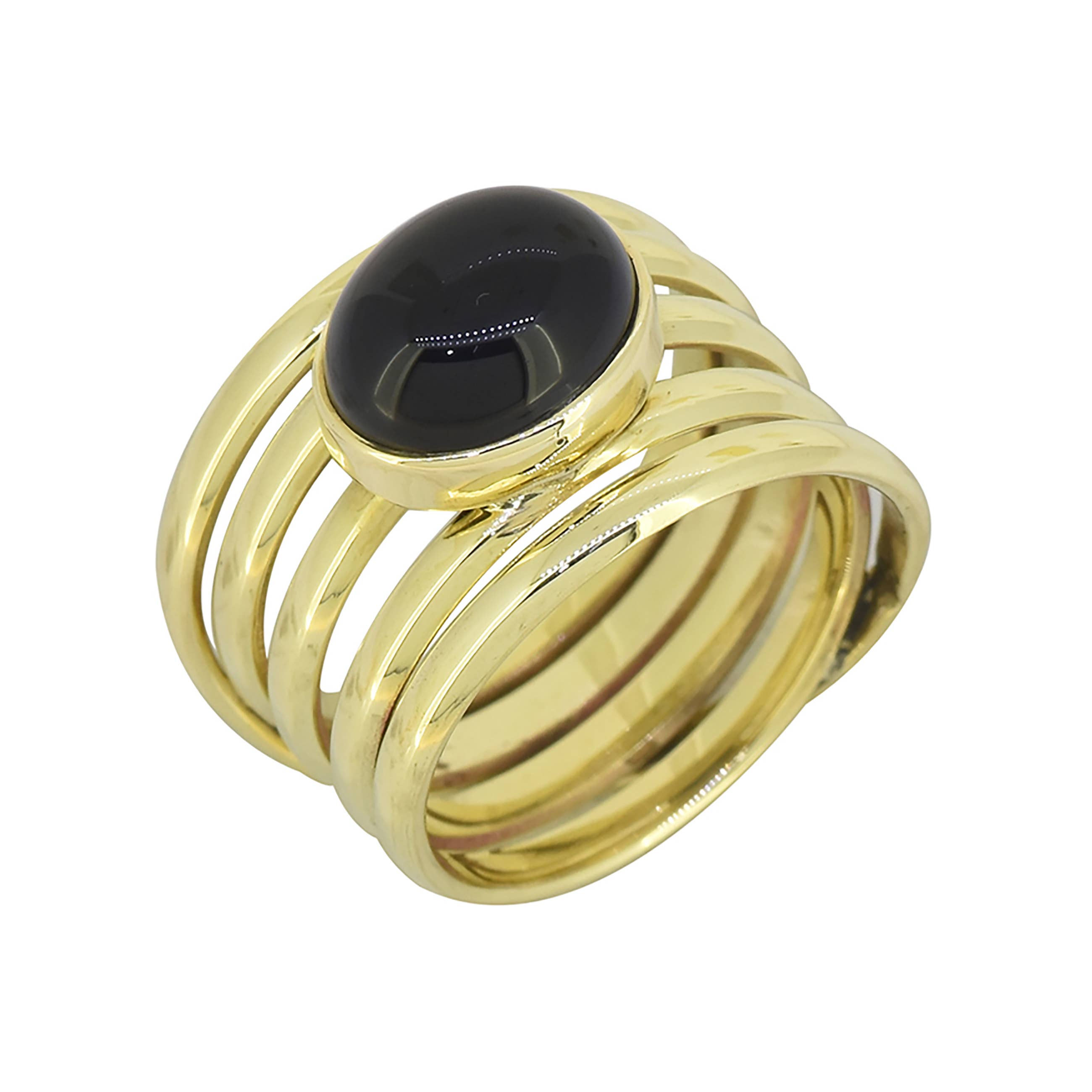 Bague en laiton avec pierre précieuse Onyx noir