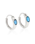 Boucles d'oreilles créoles en argent sterling 925 avec pierre précieuse topaze bleue de Londres