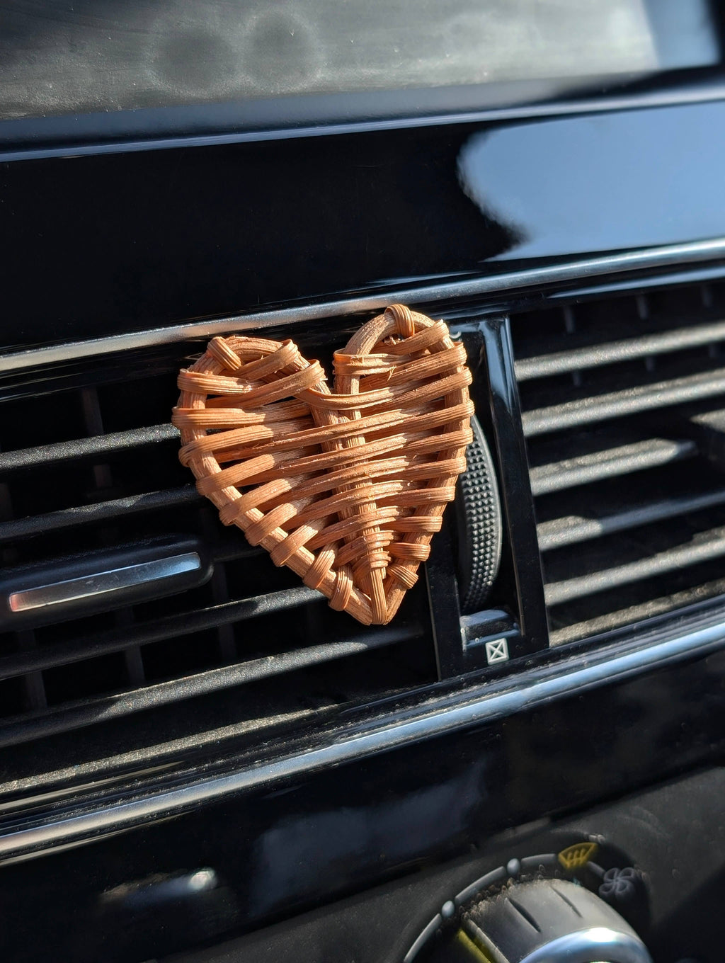 Diffuseur d'huile essentielle voiture pour en rotin - Cœur