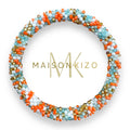 Bracelet népalais E45 Multi Color Bleu orange doré