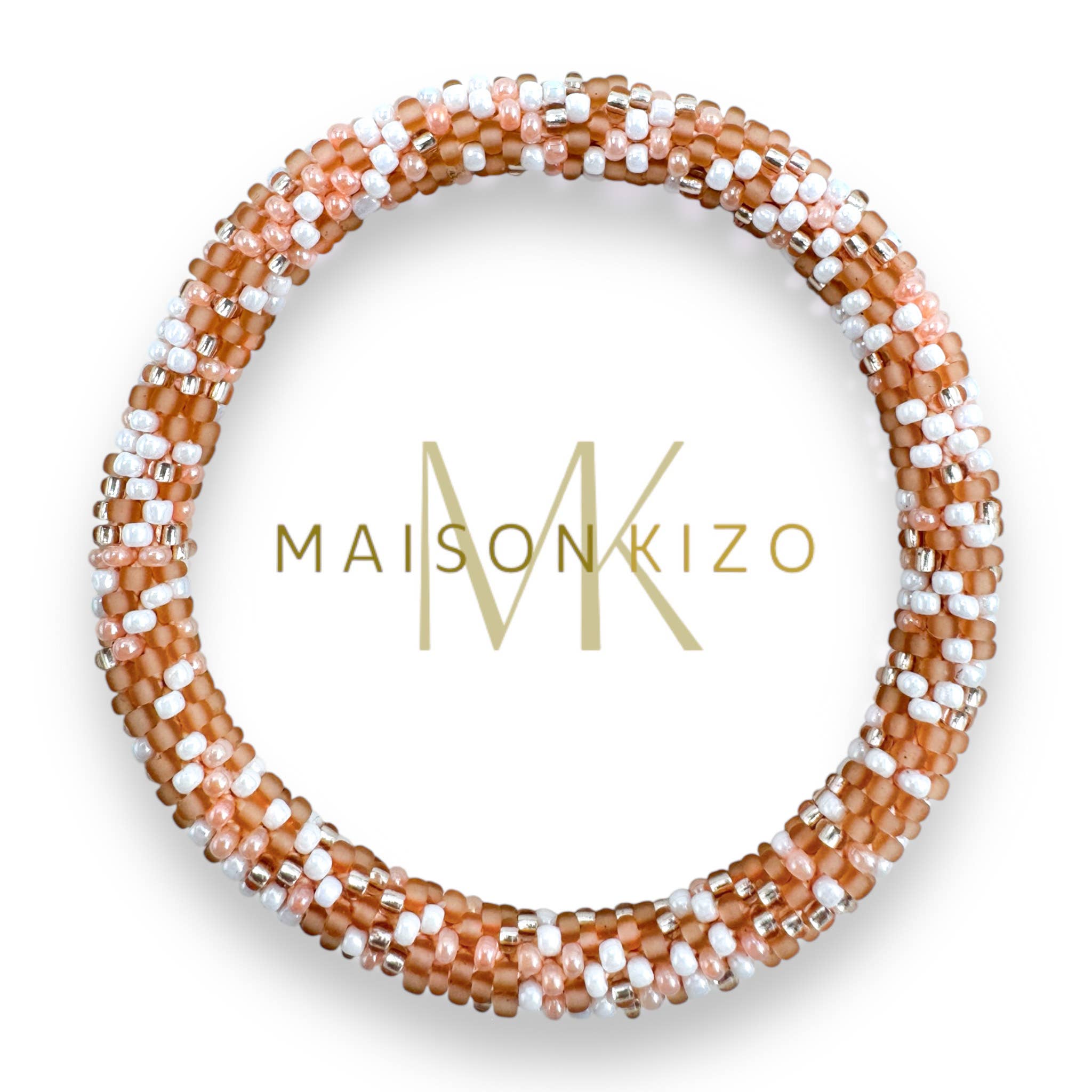 Bracelet népalais E51 Multi color Rose blanc argent
