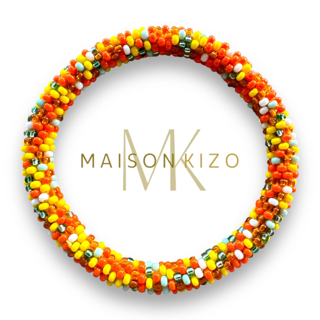 Bracelet népalais MINIKIZ enfant et petit poignet adulte orange jaune multi color