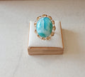 Bague Larimar forme médaillon réglable Qualité Extra AAA République Dominicaine