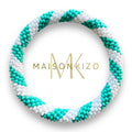 Bracelet népalais MINIKIZ enfant et petit poignet adulte turquoise et blanc spirale