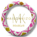Bracelet népalais MINIKIZ enfant et petit poignet adulte K62 rose blanc doré triangle