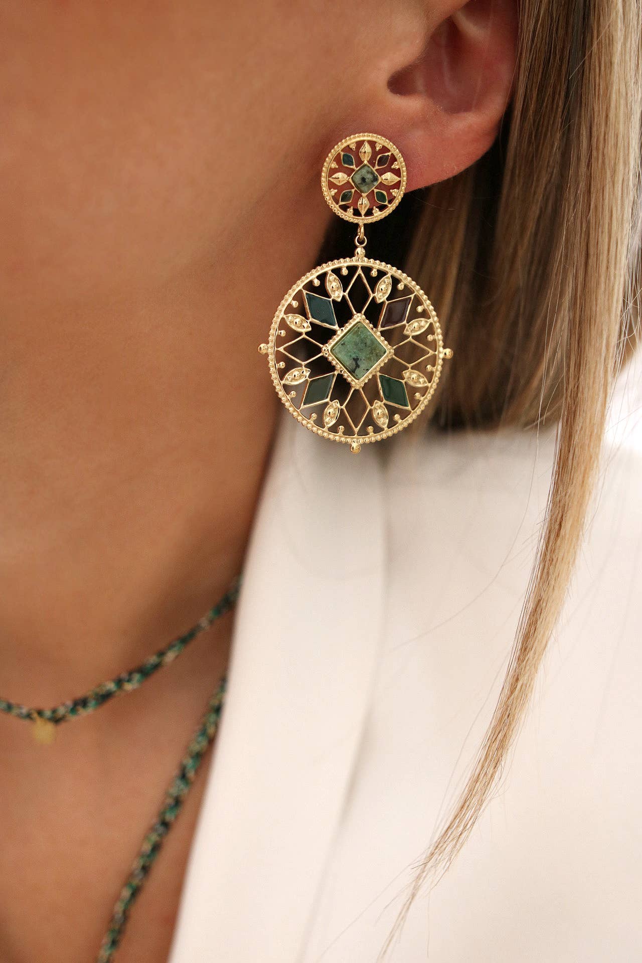 Boucles d'oreilles JYOTI Turquoise Africaine