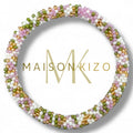 Bracelet népalais multi color vert pale blanc rose doré