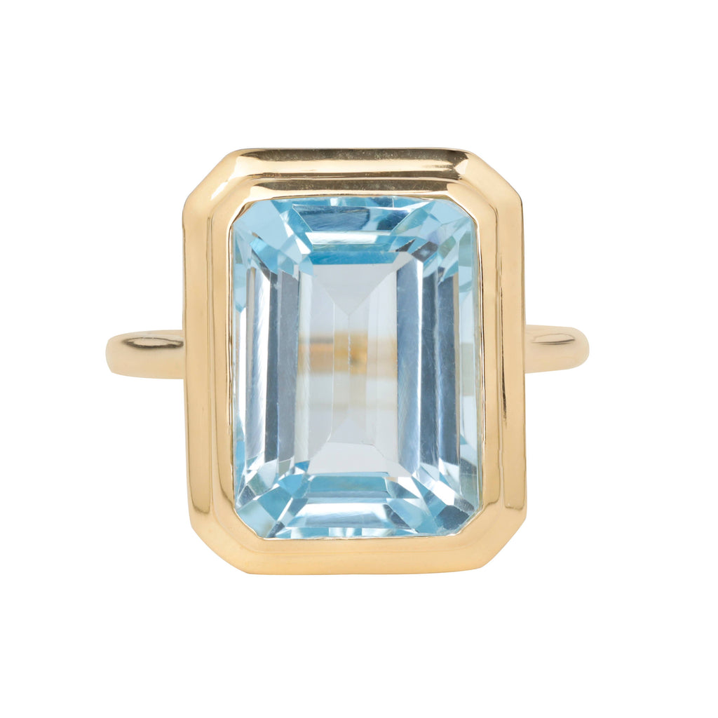 Bague Voûte Céleste en Argent Plaqué Or avec Topaze Bleu Ciel