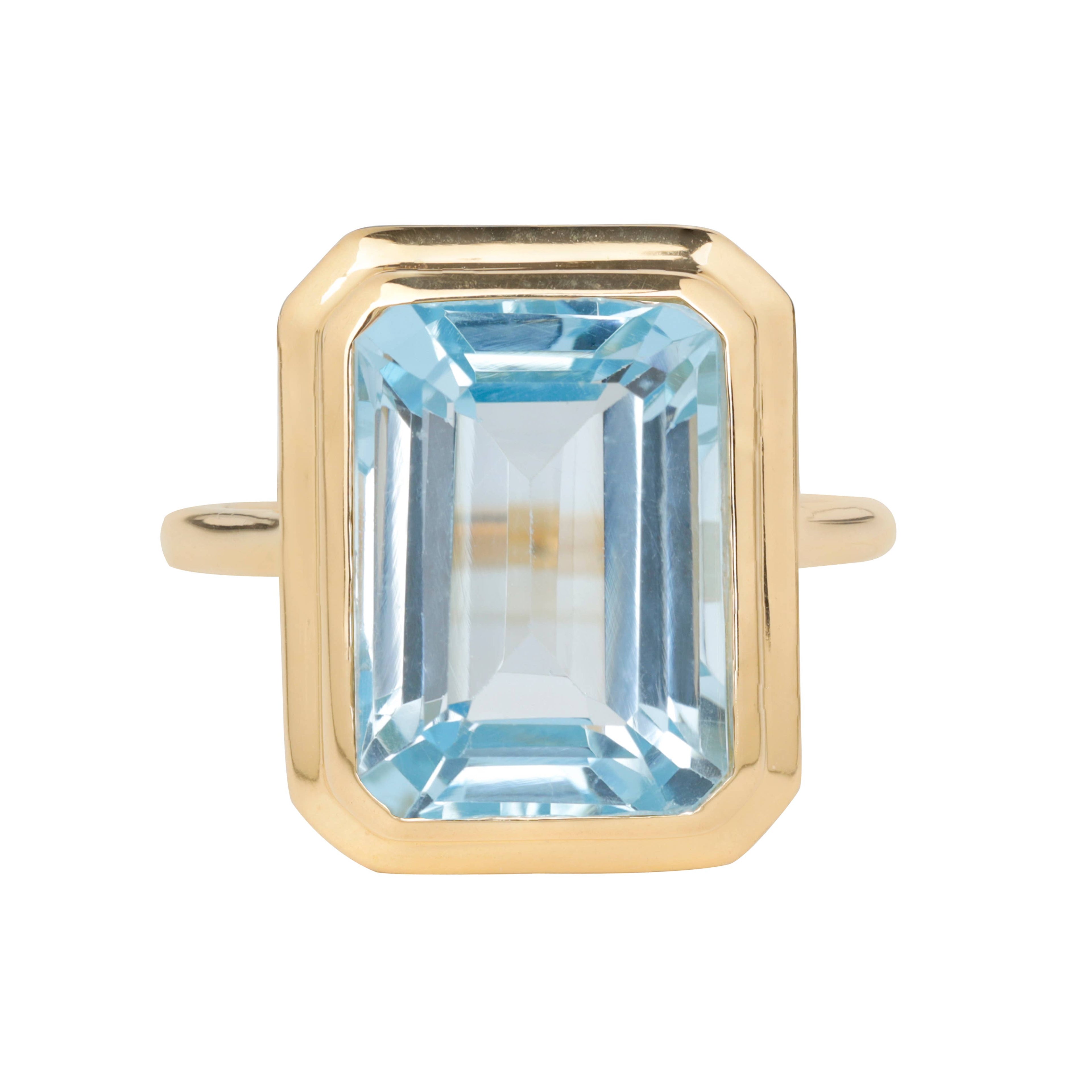 Bague Voûte Céleste en Argent Plaqué Or avec Topaze Bleu Ciel