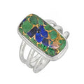 Bague Bohème en Argent Sterling 925 avec Lapis Malachite et Cuivre
