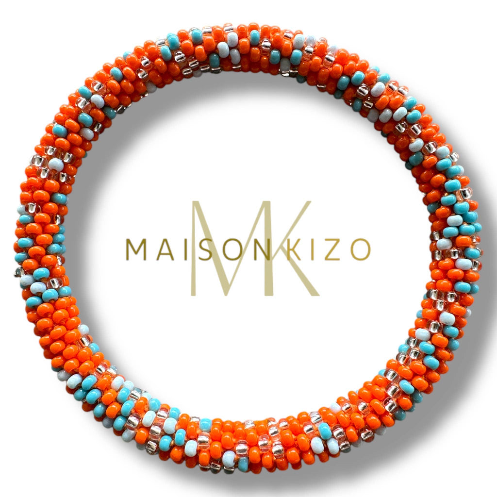 Bracelet népalais orange bleu