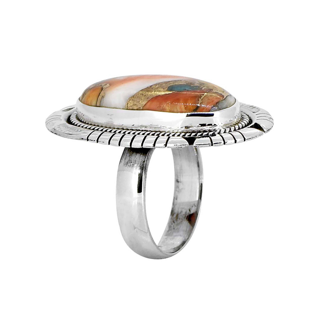 Bague texturée en argent sterling 925 avec Turquoise Oyster