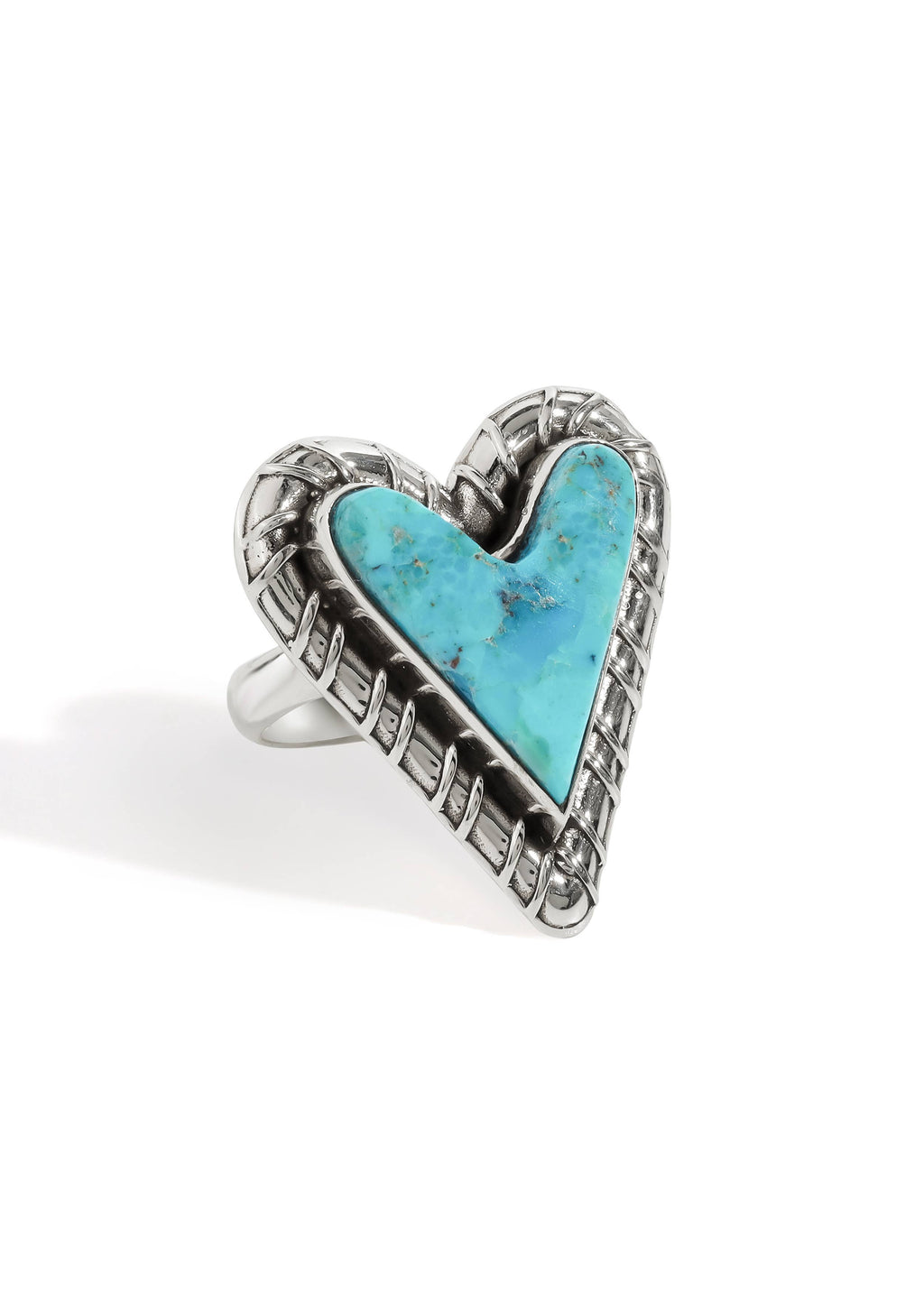 Cœur de l'Anneau Horizon en Argent avec Turquoise Mohave