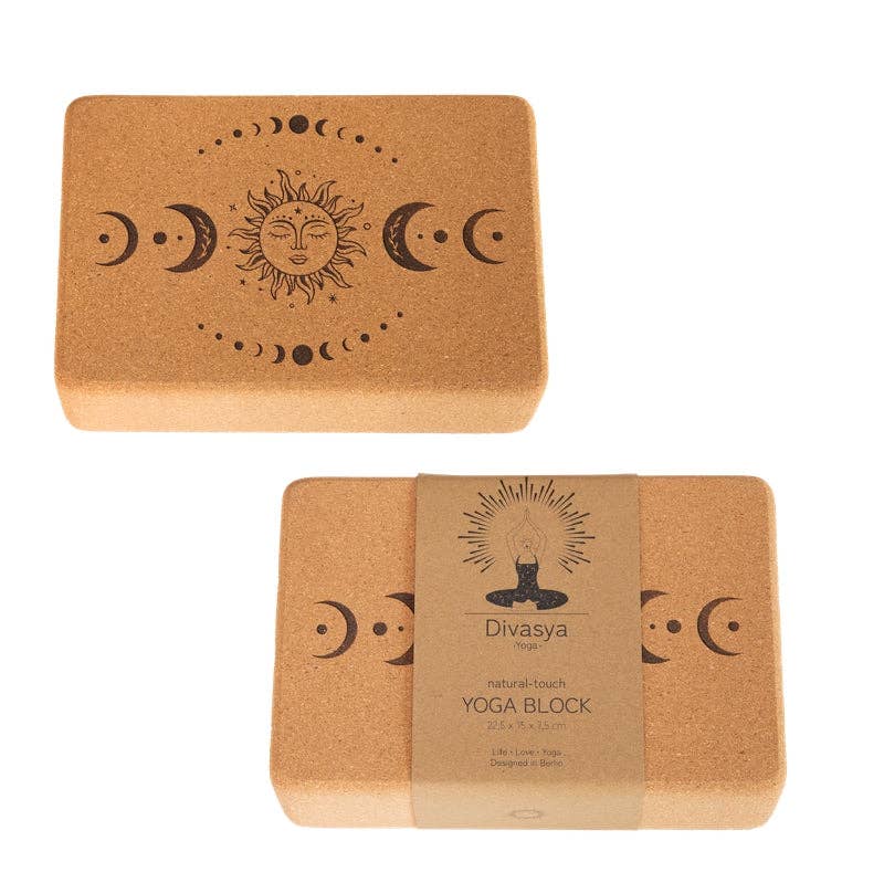 Yoga - Brique de yoga en liège | taille moyenne | coins arrondis | 22,5 x 15 x 7,5 cm