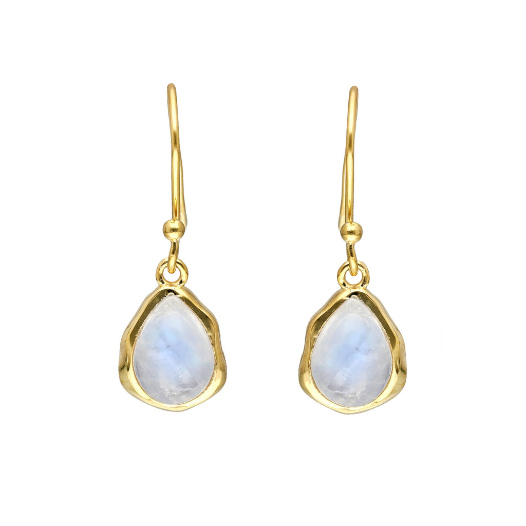 Boucles d'oreilles pendantes en argent plaqué or avec Pierre de lune