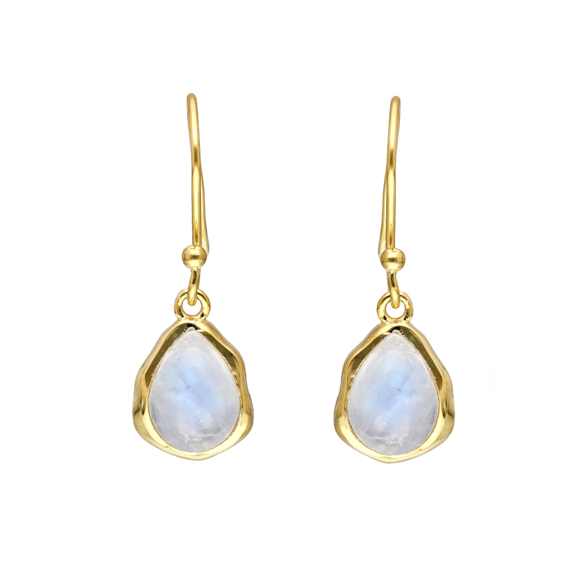 Boucles d'oreilles pendantes en argent plaqué or avec Pierre de lune