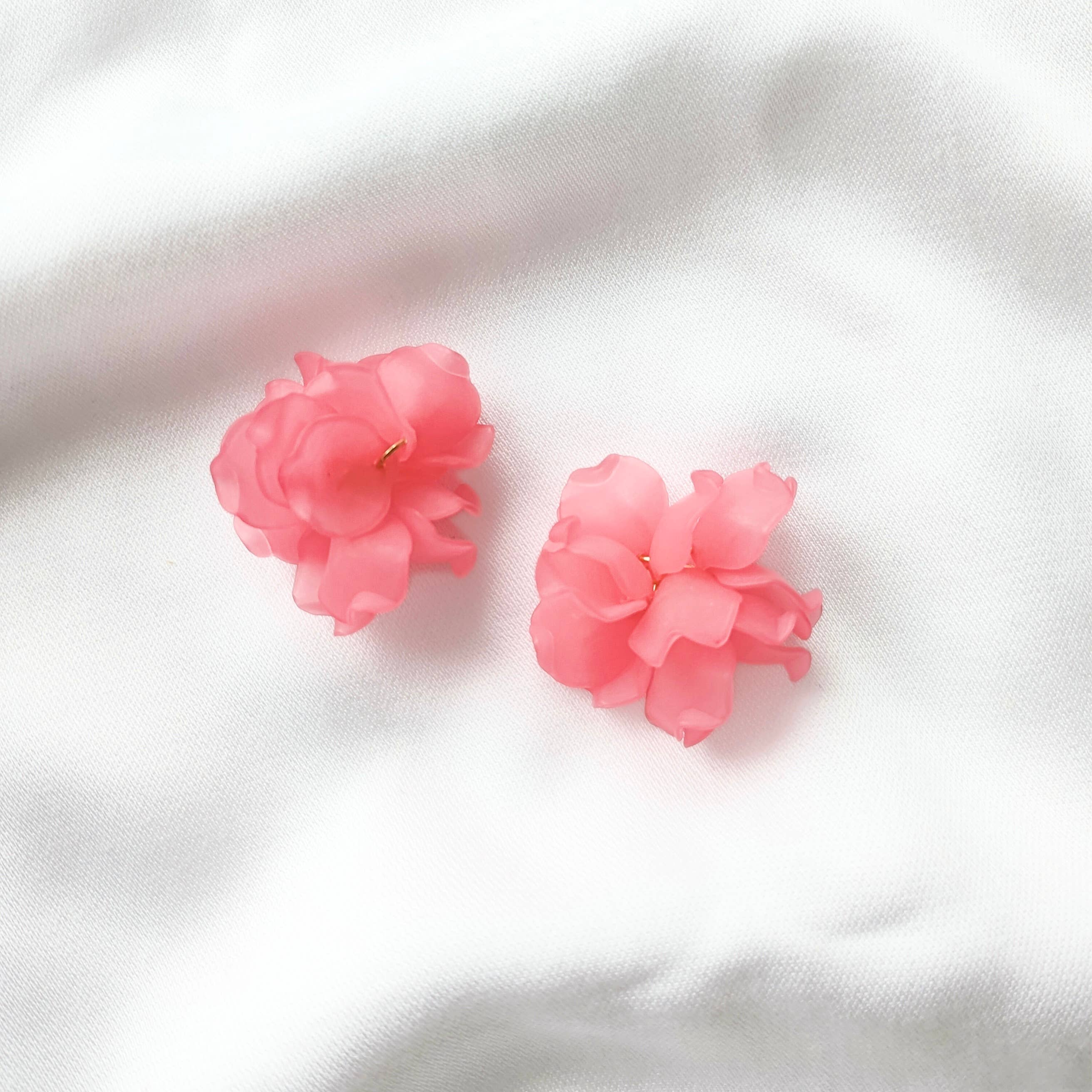 Boucles d'oreilles Créoles PEONY Fleurs Pivoine couleur au choix
