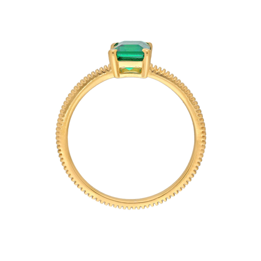 Bague en Emeraude zambienne de laboratoire plaquée or sur argent