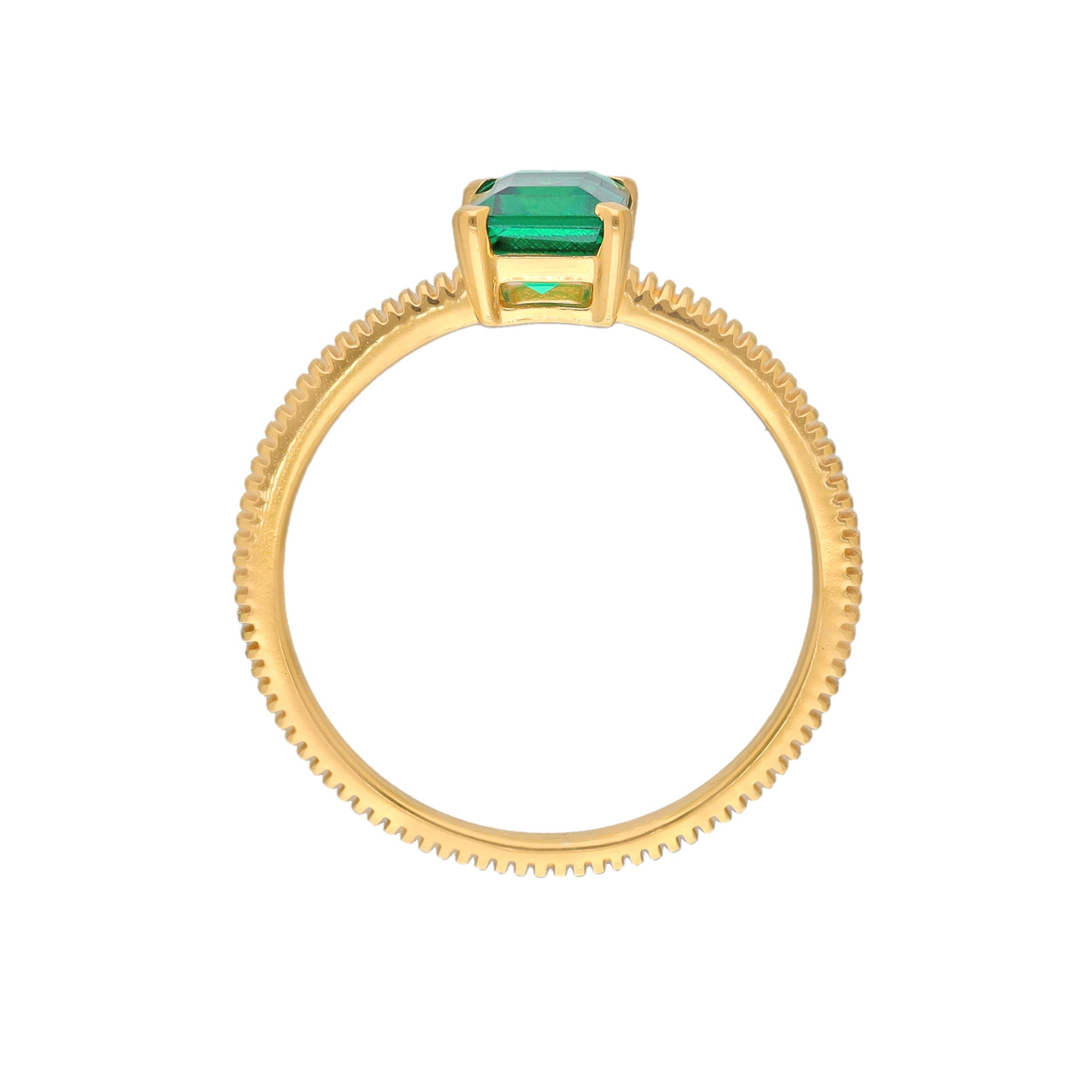Bague en Emeraude zambienne de laboratoire plaquée or sur argent