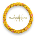 Bracelet népalais E50 Jaune moutarde rose doré