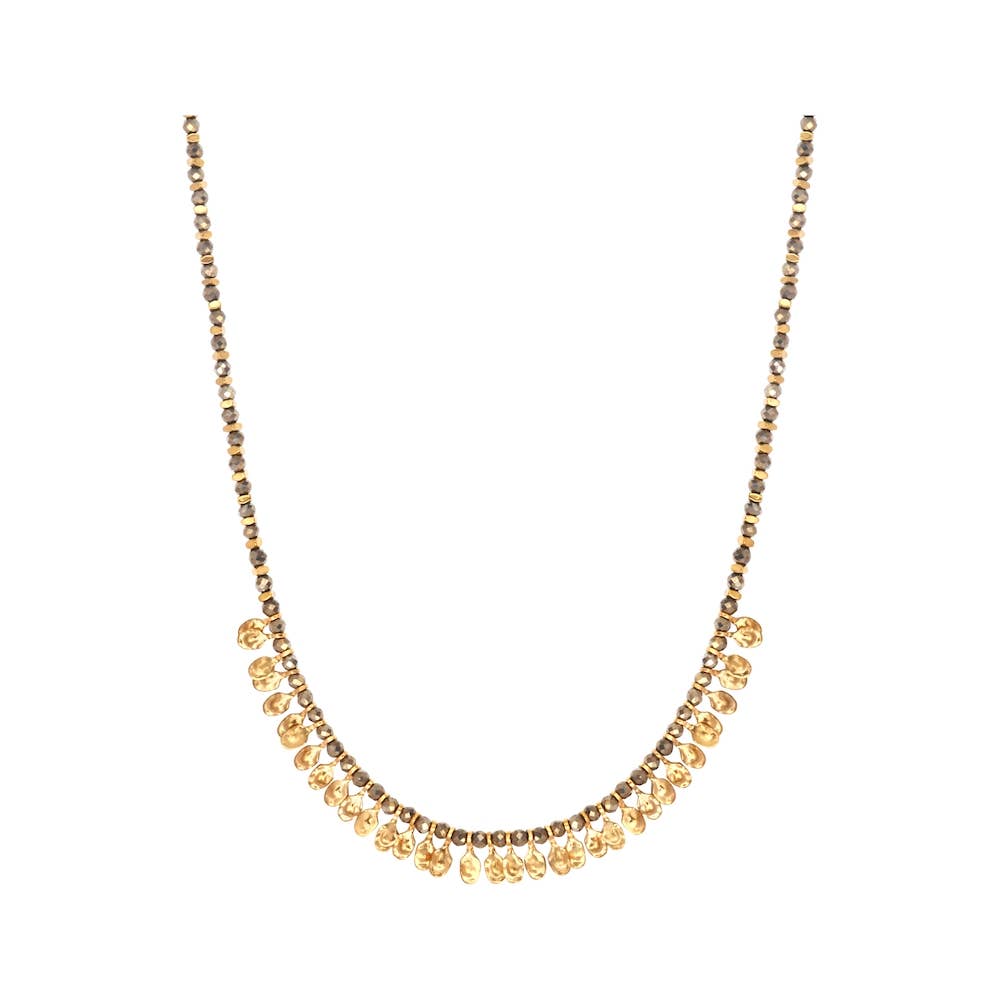 Collier PADMA pierres en Pyrite
