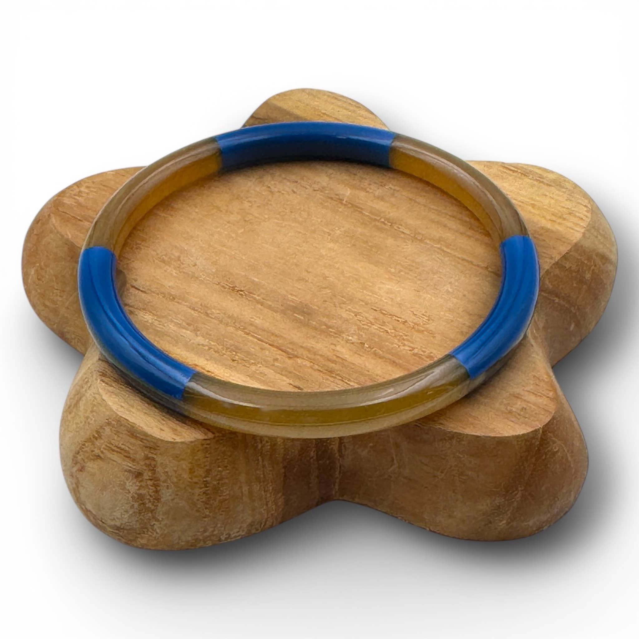 Jonc corne de buffle Bleu 6 mm C82