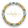 Bracelet népalais E43 Triangle bleu orange doré blanc