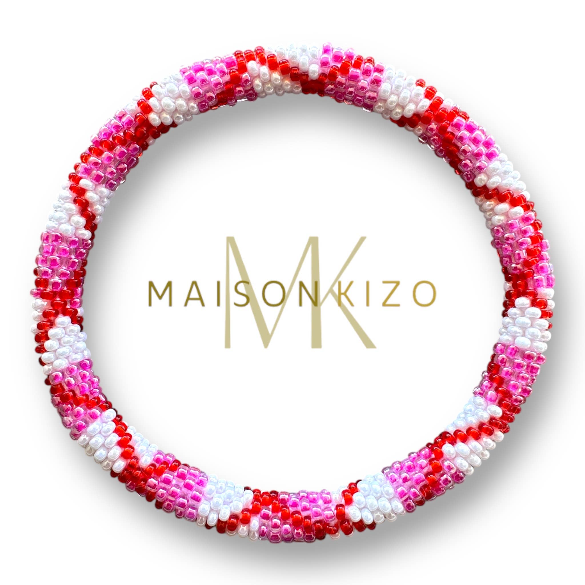 Bracelet de cheville népalais rose rouge blanc