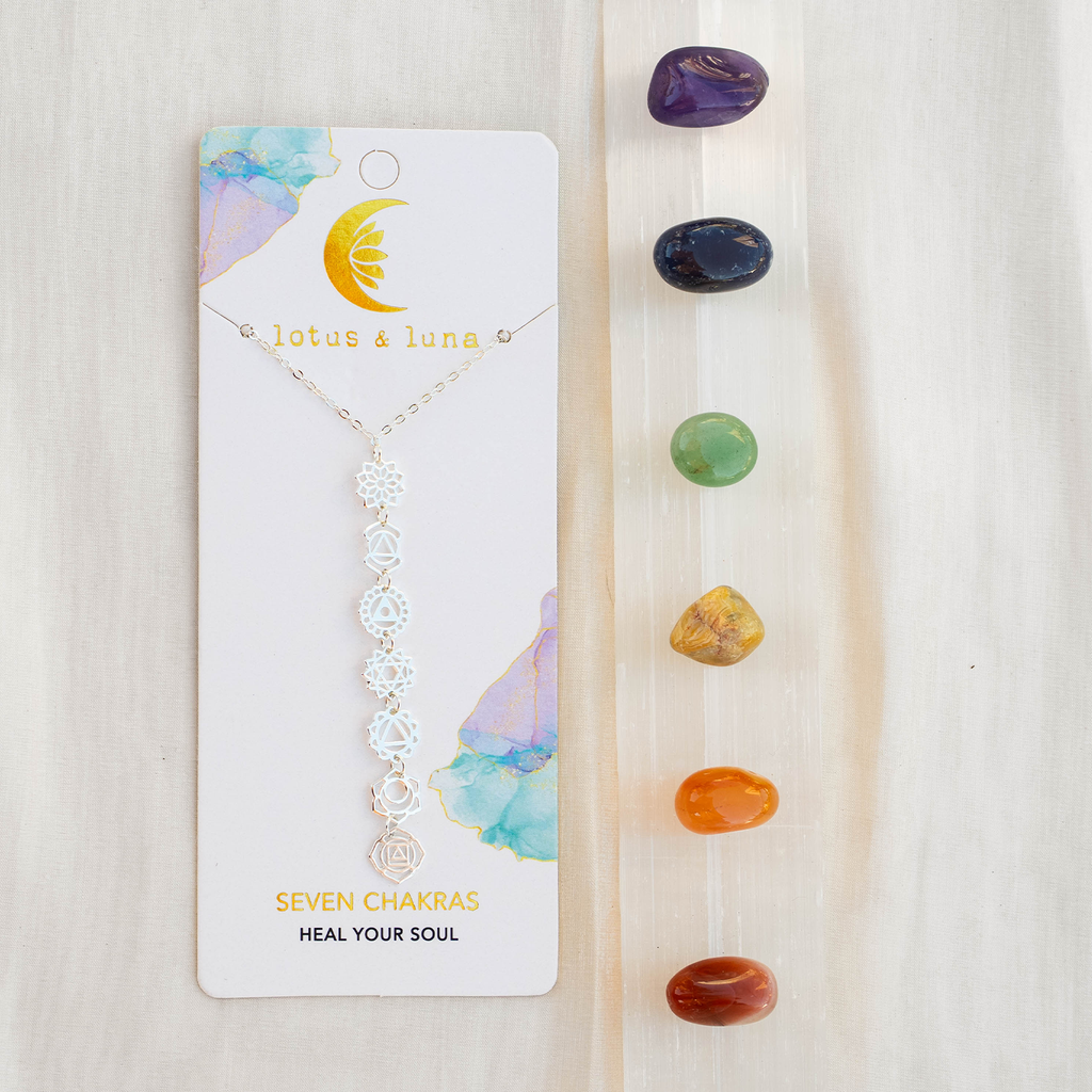 Collier Goutte à Sept Chakras Argent
