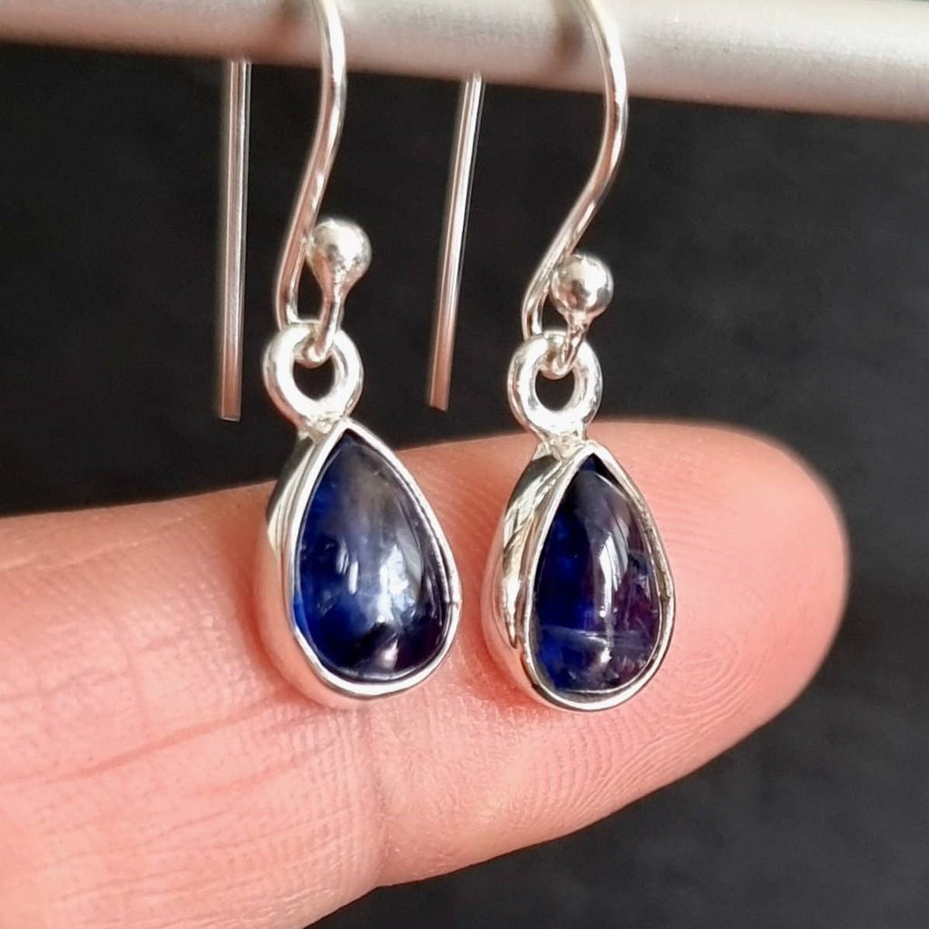 Boucles d'oreilles petites gouttes en Cyanite bleue | Argent sterling 925