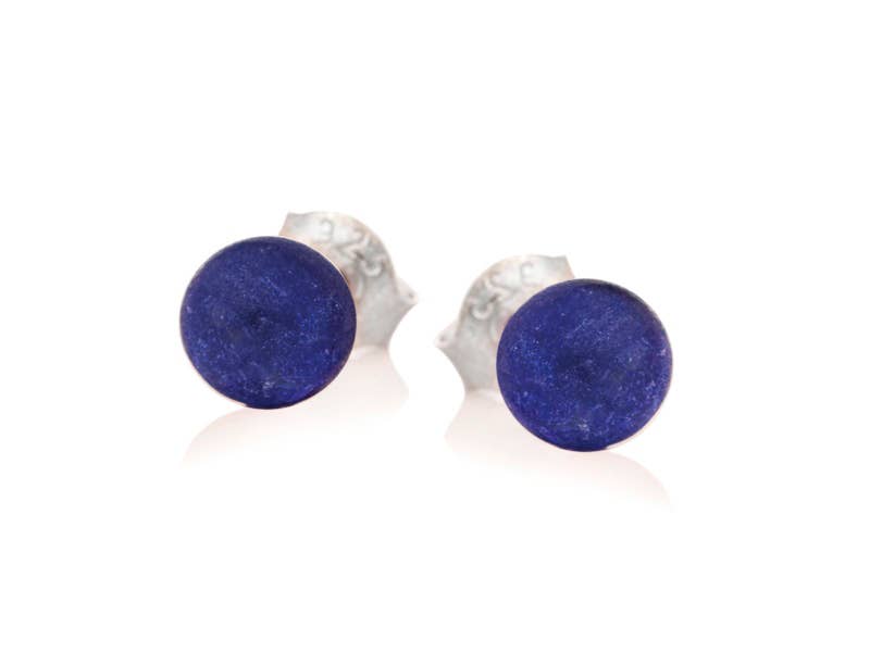 Clous d'oreilles Lapis-Lazuli bleu naturel boule, argent 925