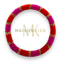 Bracelet népalais E47 Rose Rouge Doré