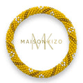 Bracelet népalais A24 jaune moutarde doré blanc torsade