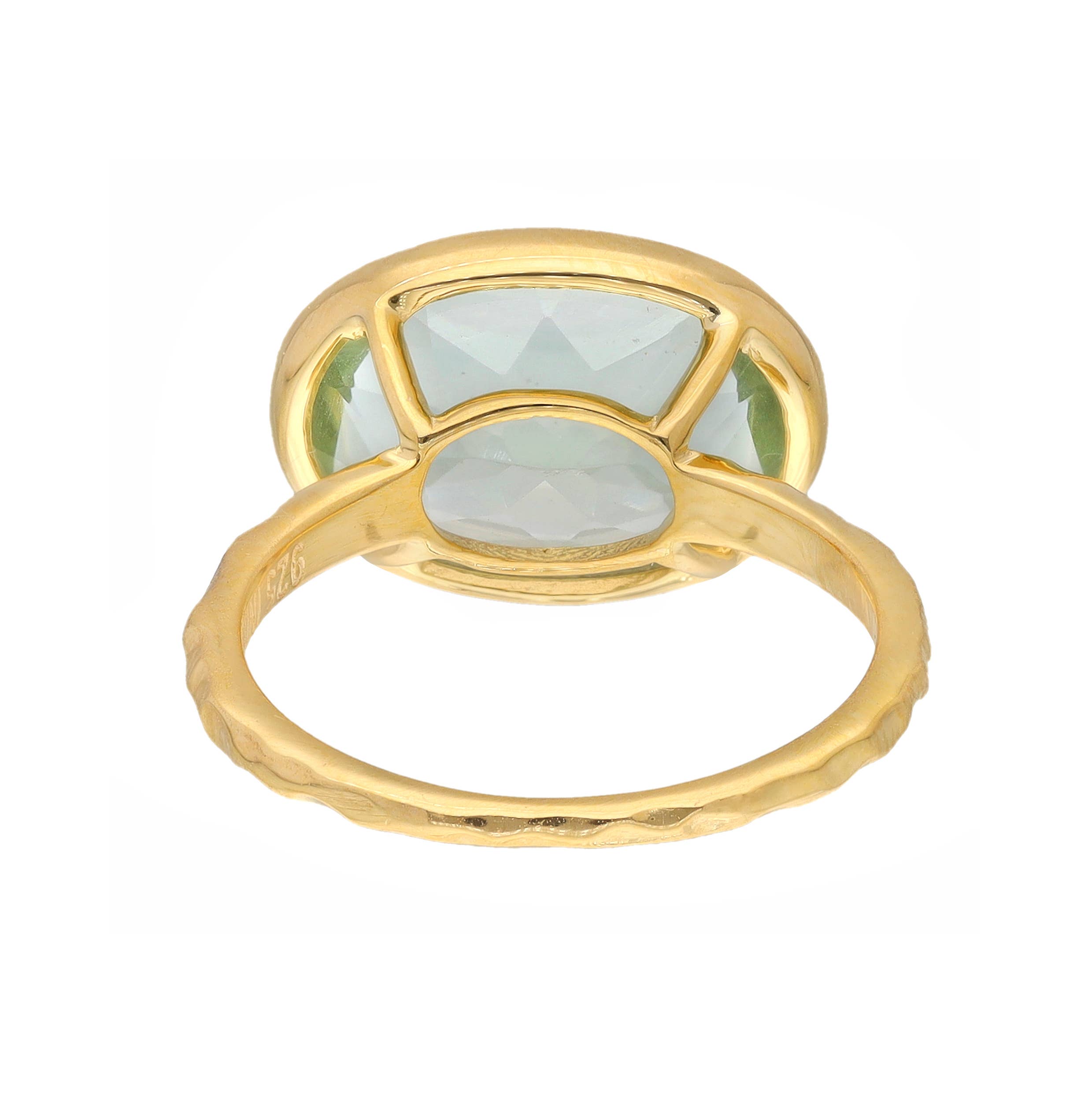 Bague Solitaire en Améthyste Verte Plaquée Or sur Argent