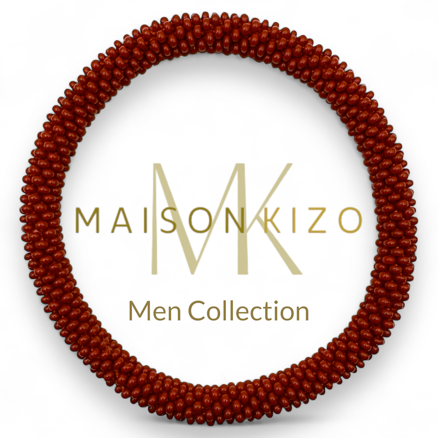 Bracelet népalais HOMME - H06 rouge foncé bordeaux