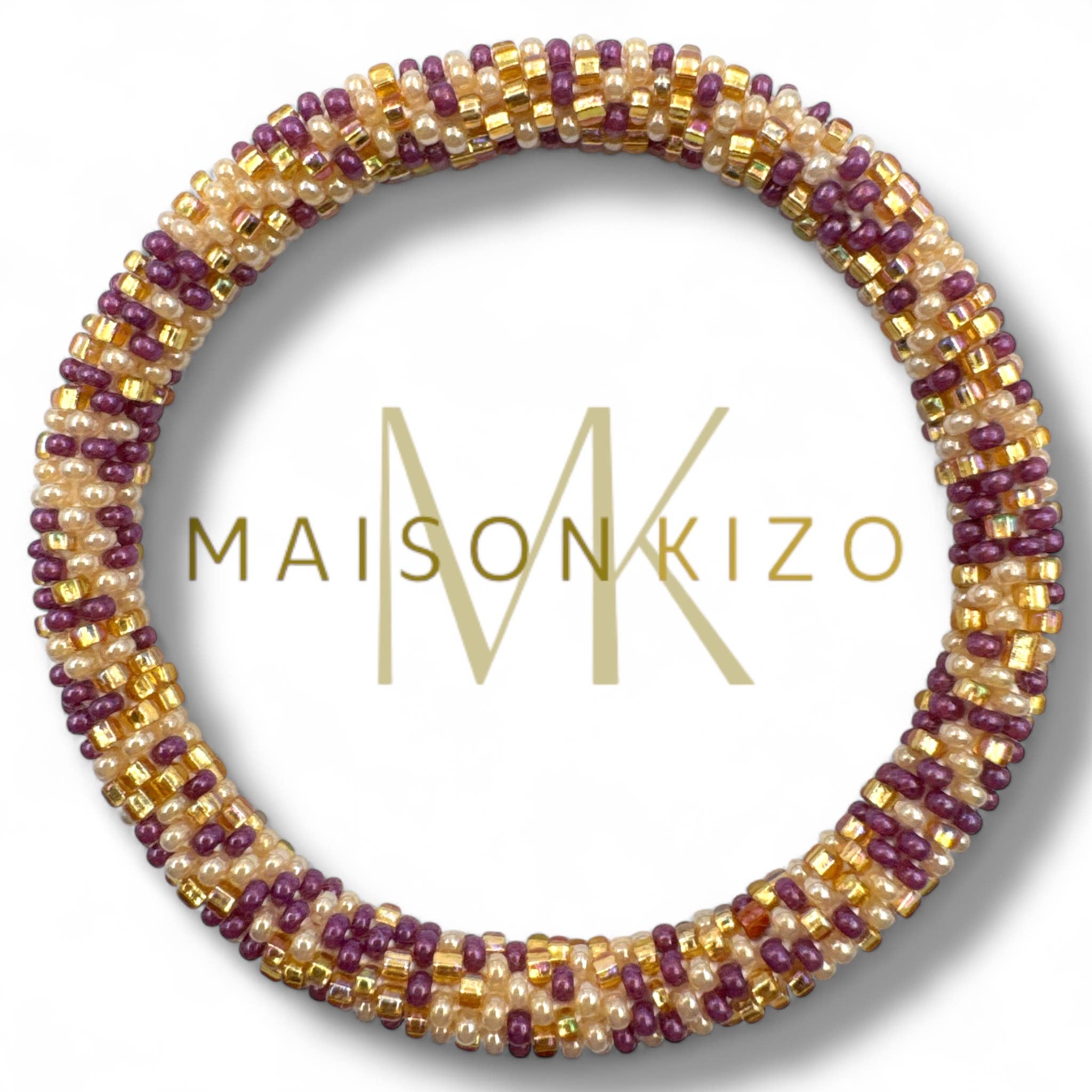 Nouvelle collection A/H 2026 Bracelet népalais B28 multi color violet parme doré