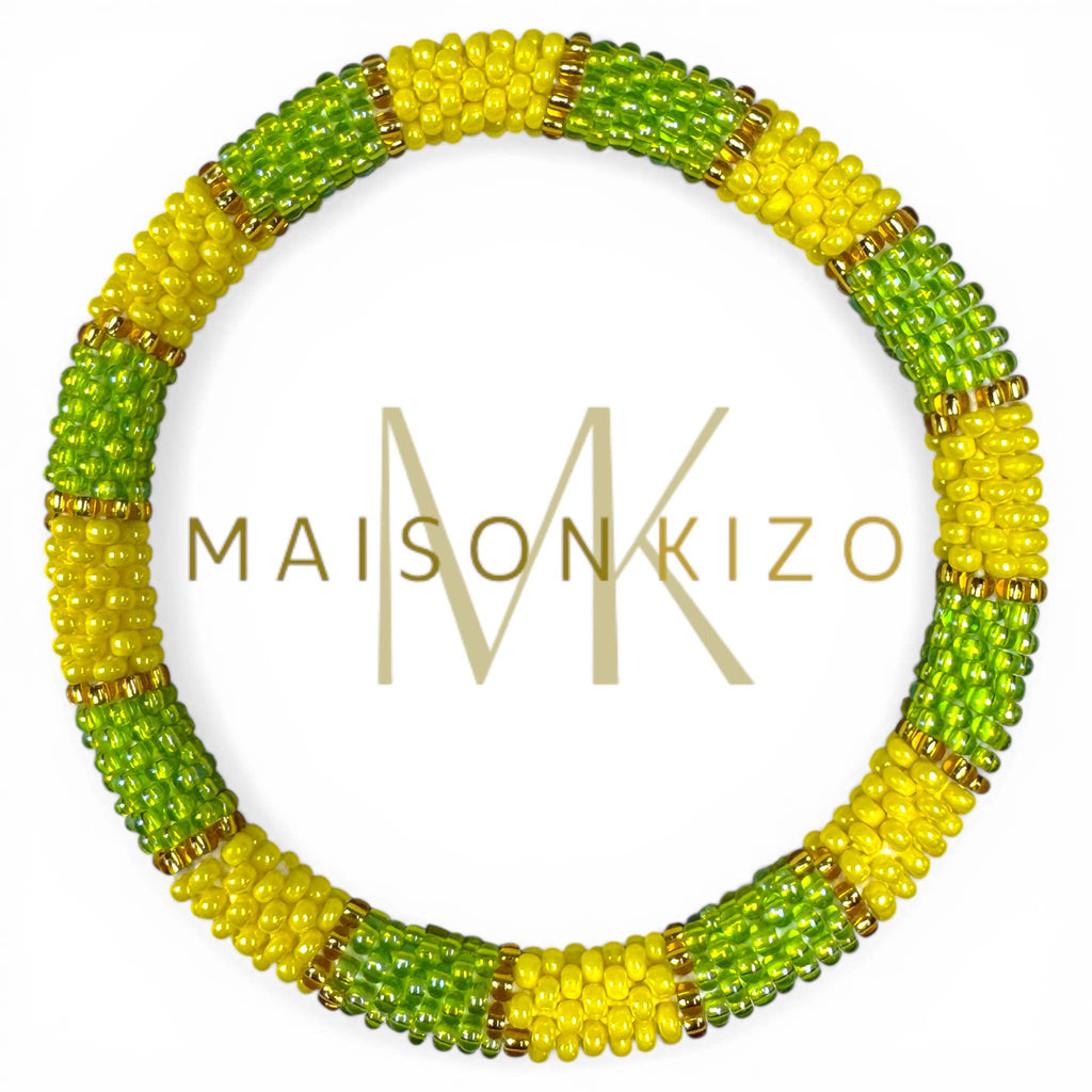 Bracelet népalais E55 vert jaune