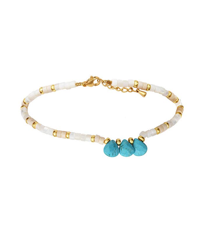 Chaine de cheville GIULIA Turquoise ou Aventurine (Une unité)
