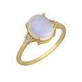 Bague Solitaire en Opale avec Topaze en Argent Sterling 925 Plaqué Or