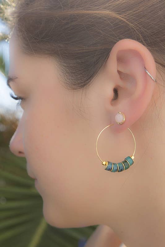 Boucles d'oreilles Créole SOFIA Chrysocolle ou Lapis Lazuli au choix