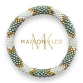 Bracelet népalais  perles de verre E31 Doré Blanc Argent