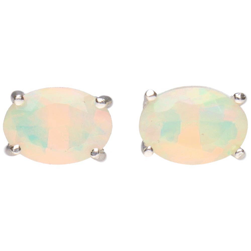 Boucles d'oreilles ovales Opale en argent 925