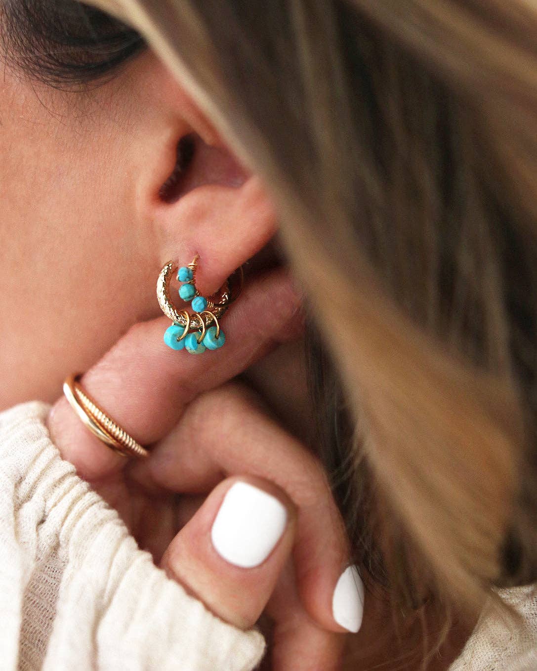 Mini-créoles JOY bleu Turquoise