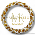 Bracelet népalais MINIKIZ enfant et petit poignet adulte K24 Blanc Doré Croix