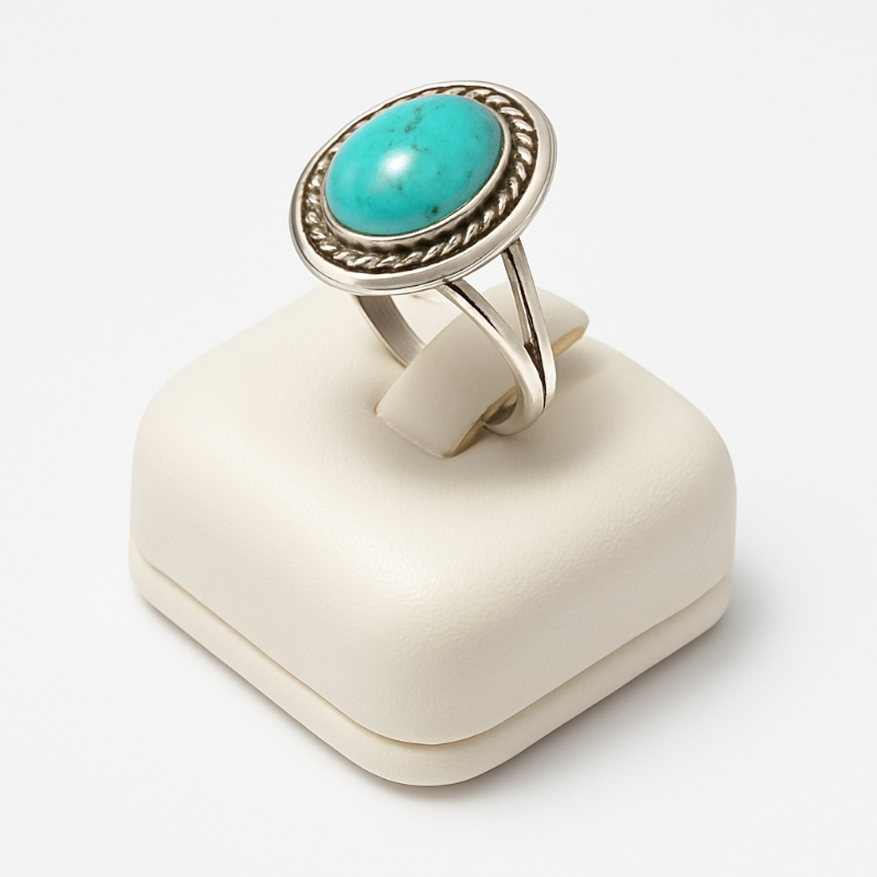 Bague Turquoise du Tibet AA argent 925 - Taille 59