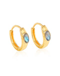 Boucles d'oreilles créoles en argent plaqué or 14K avec pierre de Labradorite