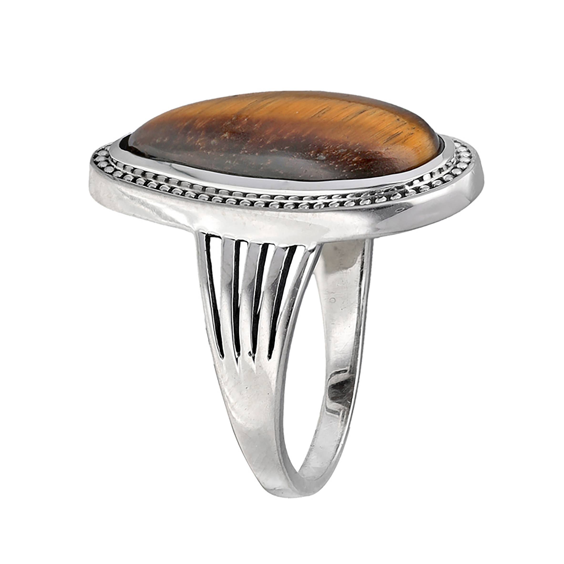 Bague bohème imposante en argent sterling avec Oeil de tigre ovale
